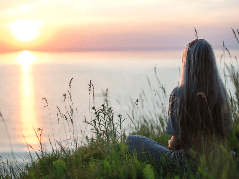 Lady meditating